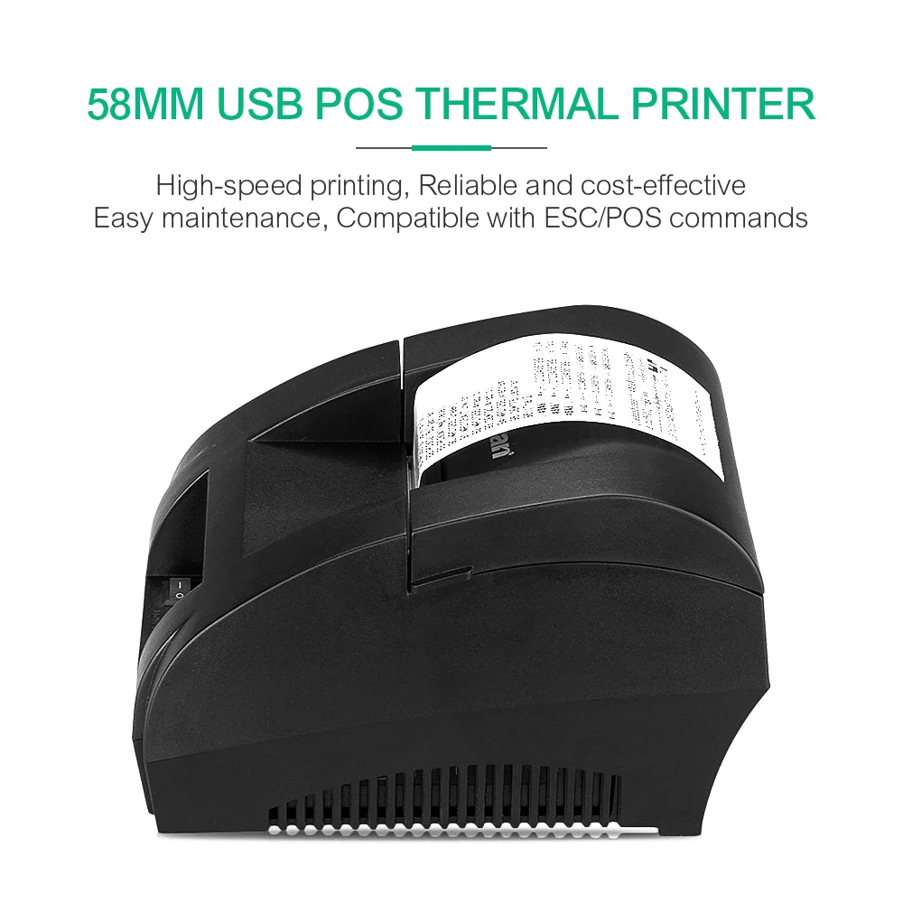 Original ZJ 5890K Mini Printer 58mm POS Thermal Receipt Bill Printer Universal Ticket Printer Support Dot-matrix Multi-language