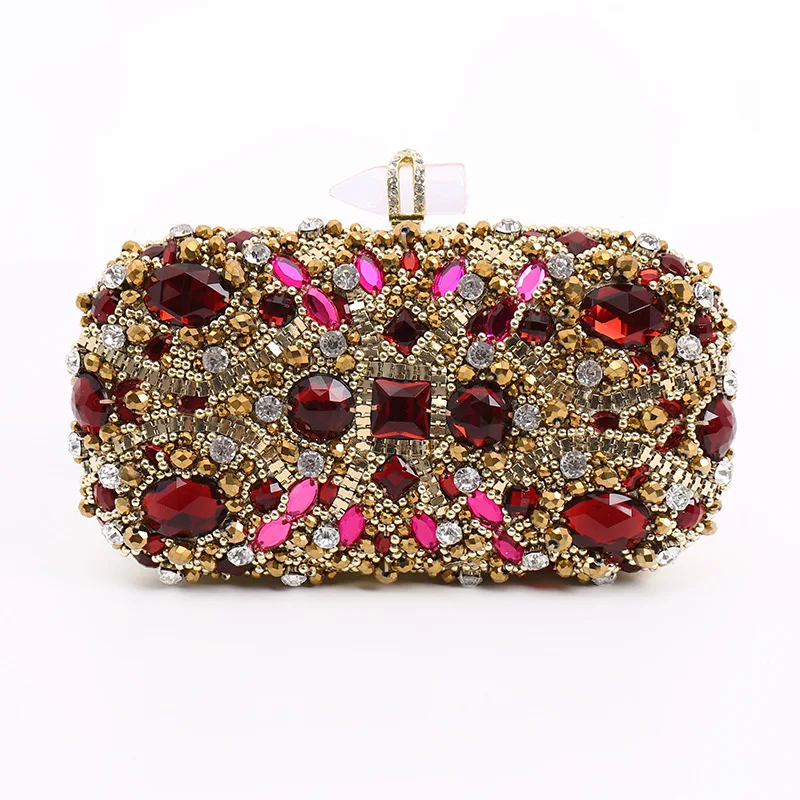 

Luxury Handbags Women Bags Designer Ruby Diamond Clutch Wallet Wedding Party Banquet Ladies Evening Bags S108