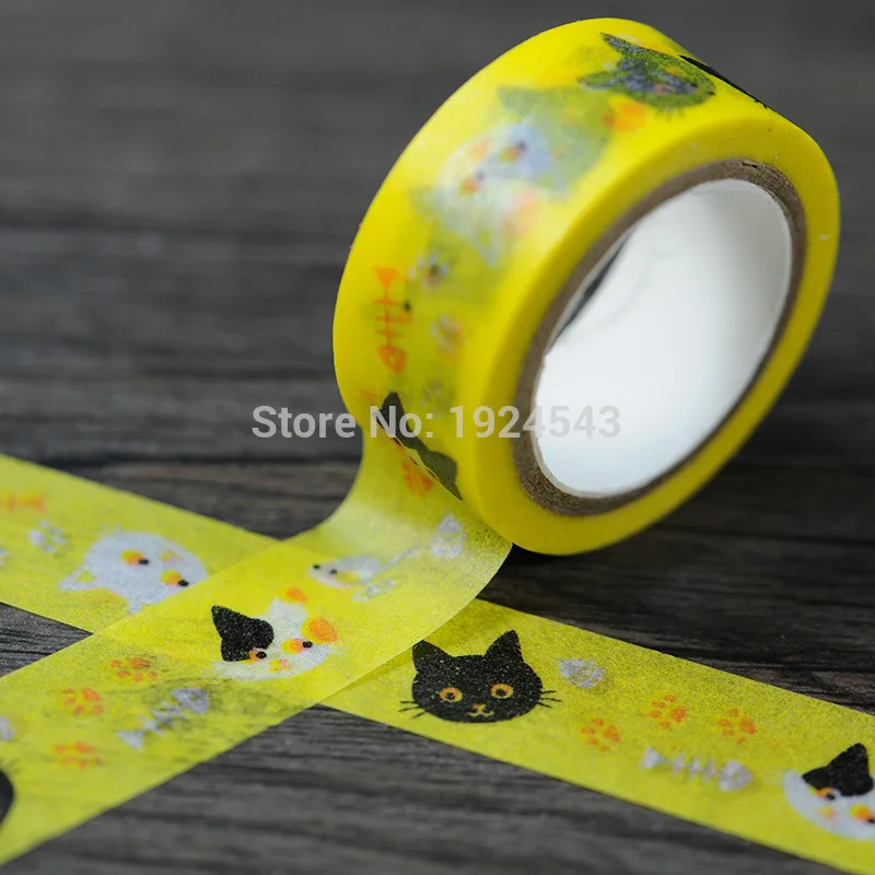 Free shipping Beautiful  washi tape/15mm*10m diy tape/ lovely yellow cat masking paper tape