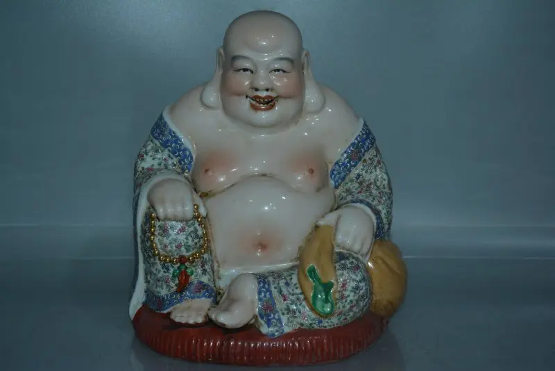 Antique QingDynasty porcelain statue,Pastel Buddha #041,carved culpture crafts,Decoration,Collection&Adornment,Free shipping