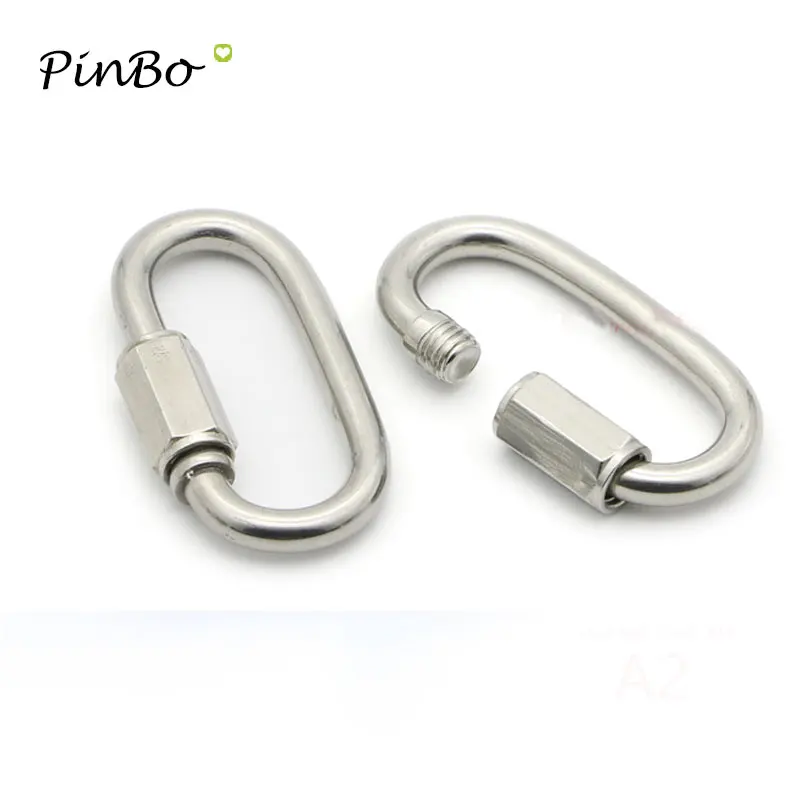 20 stücke 4mm 304 Edelstahl M4 Kette Quick Link Marine Oval Gewinde Karabiner Kette Stecker