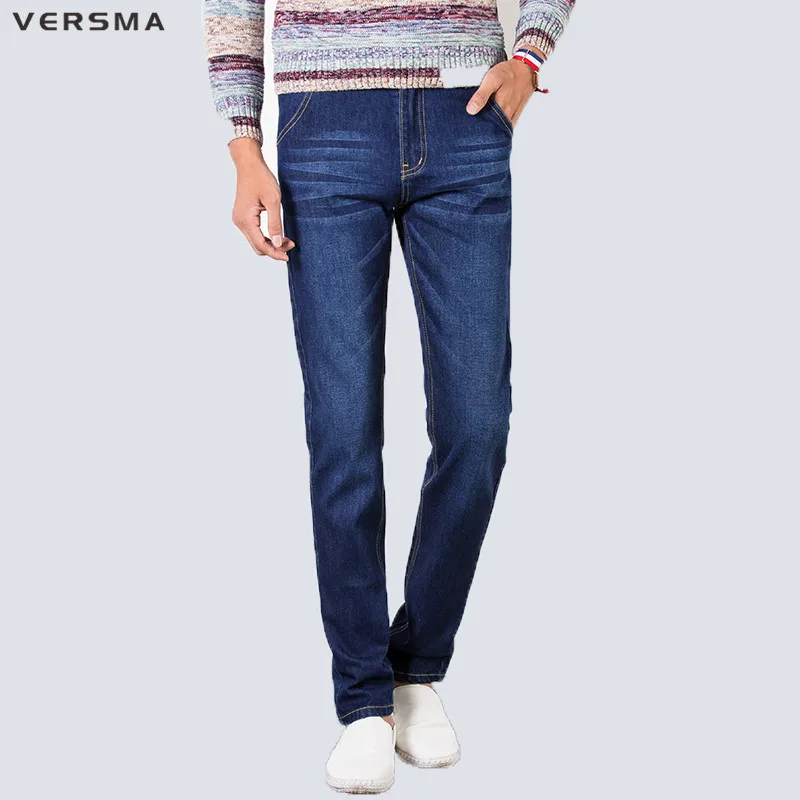 VERSMA Denim Men Jeans Pants Slim Fit Elastic Skinny Biker Jeans Men Masculino Light Blue Mens Stretch Denim Jeans Free Shipping