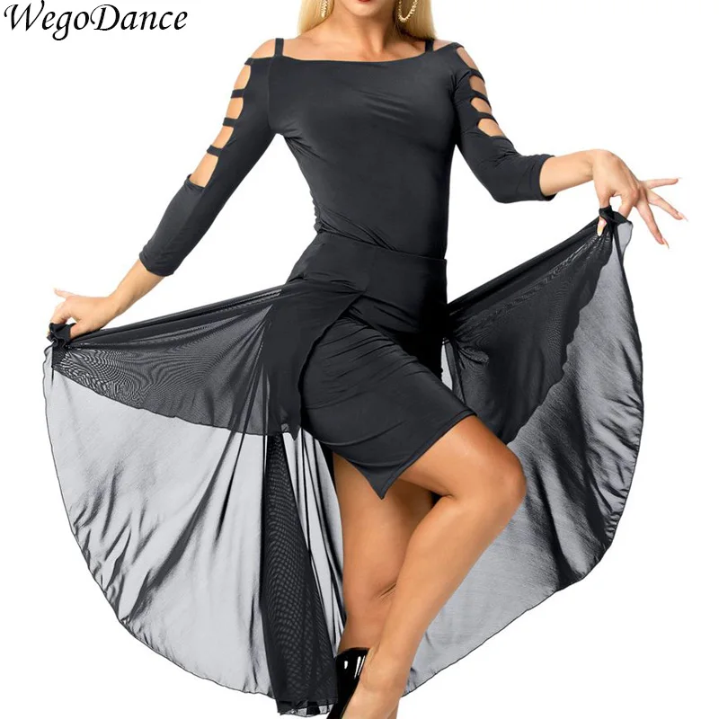 

new sexy woman long sleeve national standard dance Latin practice performance shirt and skirt set