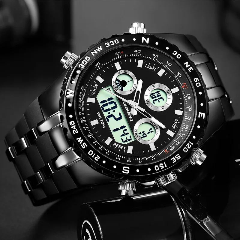 Orologi Led sportivi Degli Uomini Impermeabile Militare Orologio Al Quarzo Digitale di Allarme Cronometro Dual Time Zone Brand New relógios