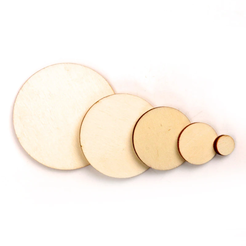 Mix Round Wooden Scrapbooking Carft DIY For Handmade Home Embellishments Wood Circle Decoration 10/20/30/40/50mm 50pcs