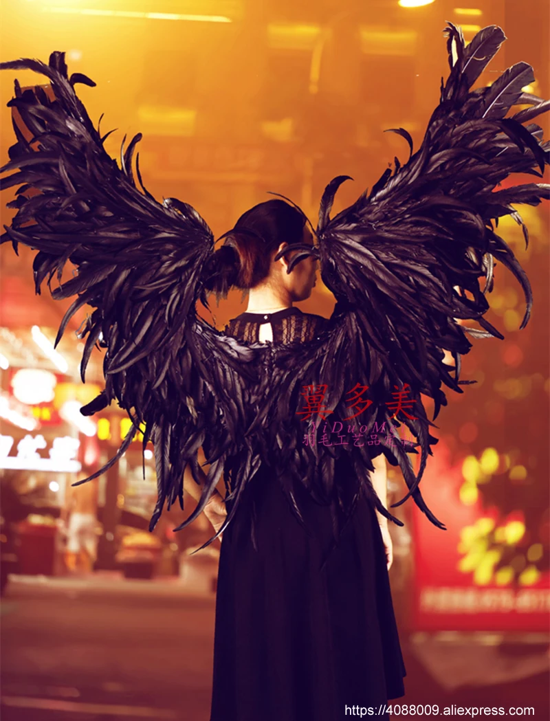 High quality black Devil wings for Dancing Bar creative magazine shooting props Game Cosplay series