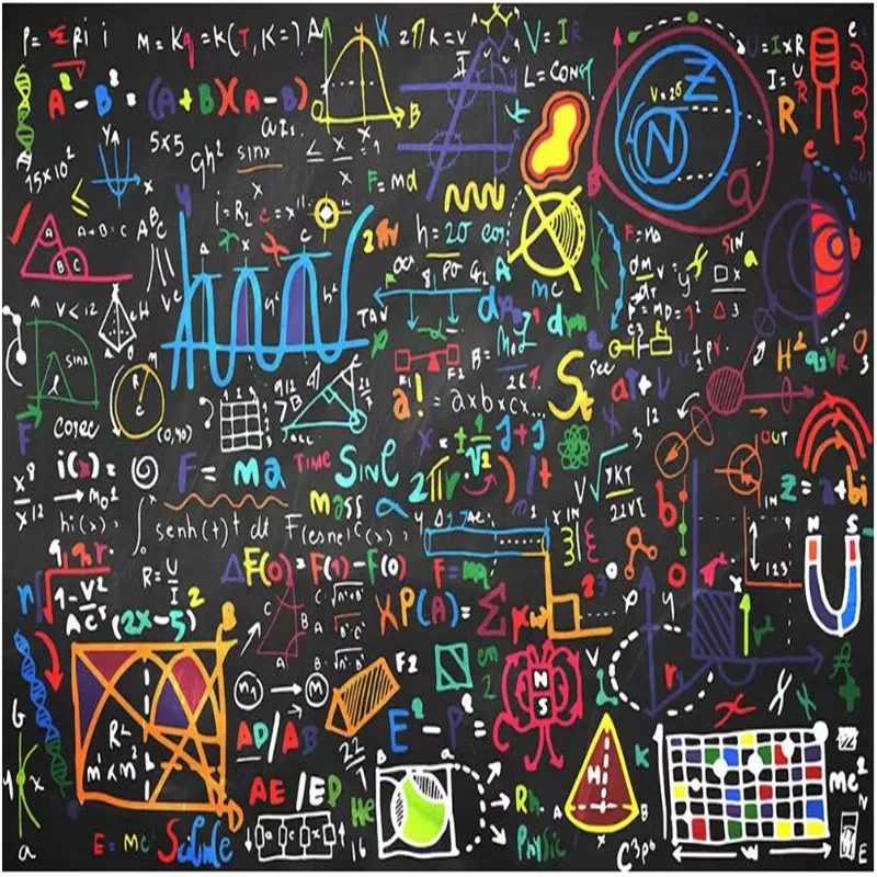 Custom Mural Wallpaper Color Chalk Math Formula Blackboard Background Wall