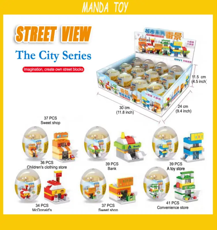 

Mini Street Toys Modular Sets Restaurant Building DIY Doll House Models Compatible Logo Block Kids Toys