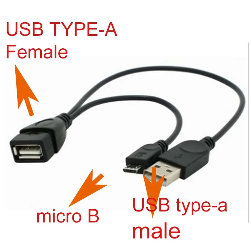 Micro USB OTG Cable Male  + EXTRA Power To Female usb For smartphone tablet connect to External Hard Drive Disk USB drive