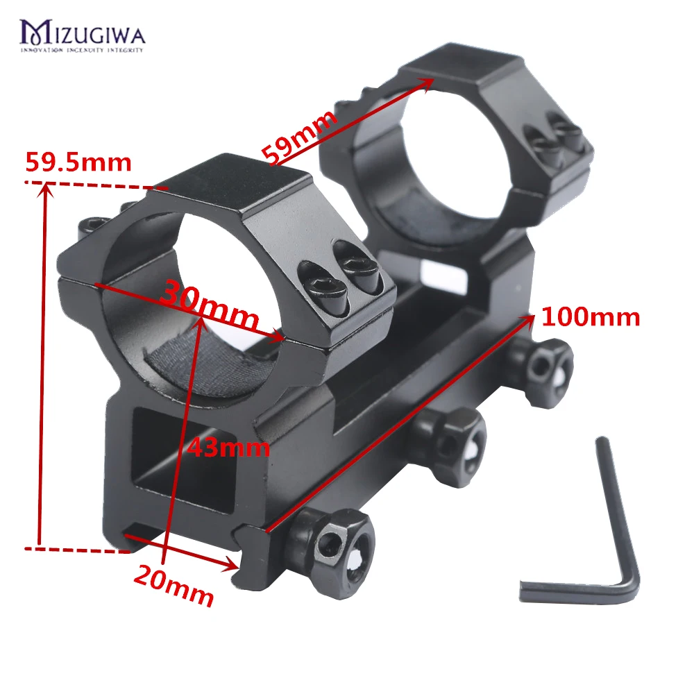 

MIZUGIWA Tactical One Piece Flat Top 30mm Double Ring Higher Profile Scope Mount 20mm RIS Rail Picatinny Rail For Airgun Rifle