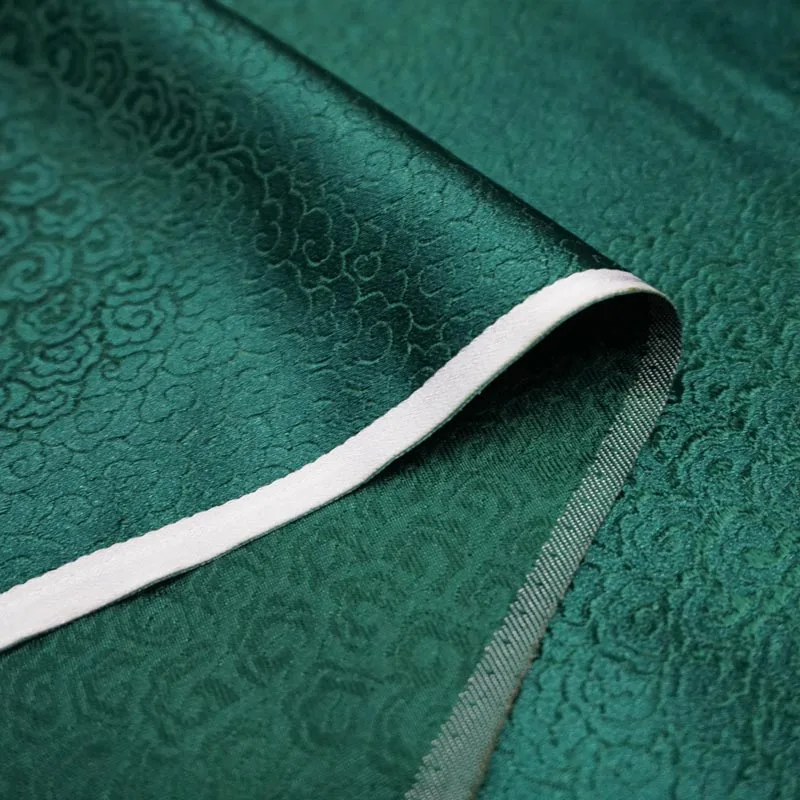 New dark green clouds style damask silk satin brocade jacquard fabric costume upholstery furniture curtain clothing material