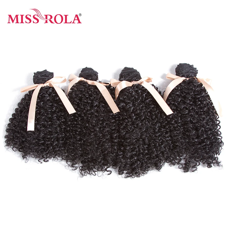 Miss Rola 7-8.5Inch Curly Synthetic Weave 1B# Double Weft 4 Bundles Deal 200g/Pack Full Head Kanekalon Hair Extensions