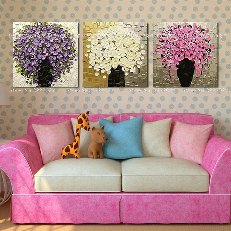 

100% Hand painted Colored Flowers oil painting on Canvas wall painting picture for Living Room posters and handpainted No framed