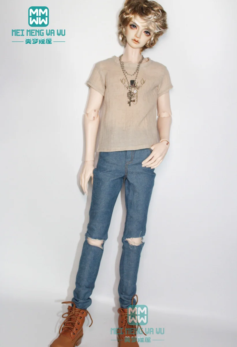Clothes for doll fit 65-70cm DK SD17 POPO68 BJD uncle  black plaid fashion Casual plaid shirt denim trousers cardigan