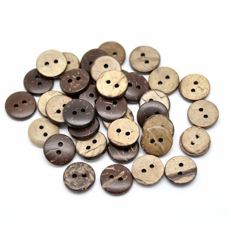50 Pcs 12mm Brown Coconut Shell 2 Holes Sewing Buttons Scrapbooking , 2 Holes, Scrapbooking Crafts , 7NK111