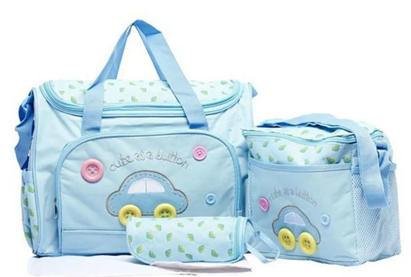 MOTOHOOD 40*29*14cm 4PCS Car Print Mother Bag Baby Diaper Bags Sets Multifunctional Baby Nursing Nappy Bag For Mom Organizer