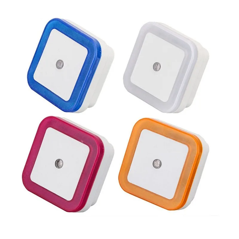 Light Sensor Control Mini Wall Night Light EU US Plug Automatic Sensor Bedroom Bathroom Square Night Lamp Colorful Lights Bulbs