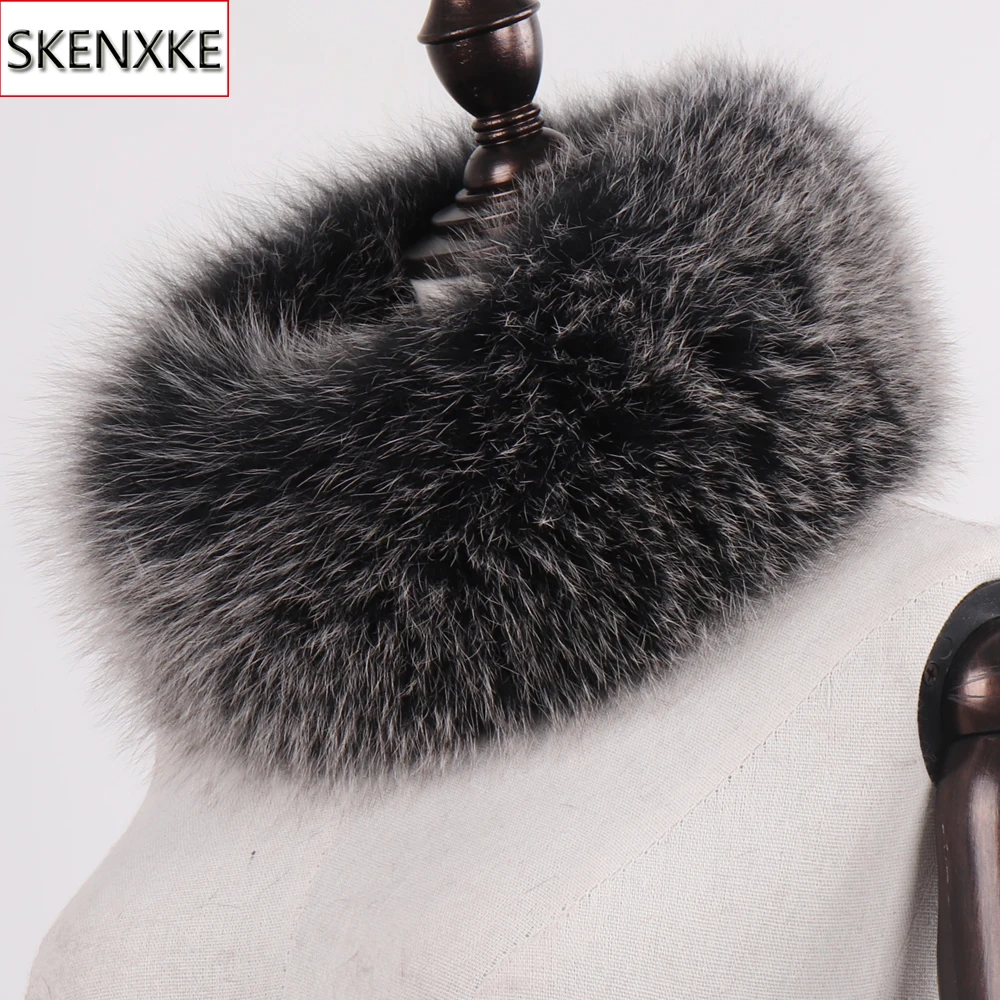 

Winter 100% Natural Real Fox Fur Ring Scarf Women Knitted Genuine Fox Fur Shawl Wrap Headbands Quality Real Fur Ring Scarves
