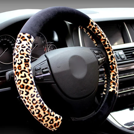 Winter 7 Kleuren Auto Stuurhoes Mode Luipaard Ontwerp Pluche Zachte Universele Vlecht Op De Stuurwiel Car styling