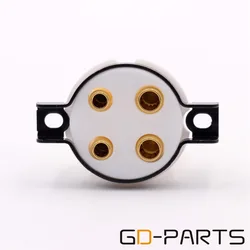 EIZZ 2PCS 4pin PTFE Vacuum Tube Socket For 300B 2A3 45 50 5Z3 6A3 & WE101D/F 205D/E 216 etc., 24K Gold Plated Brass Pins