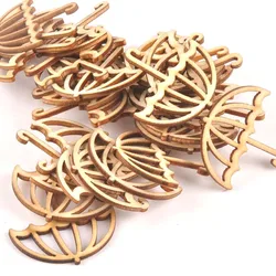 15Pcs Wooden Ornament Umbrella Shape For DIY Scrapbook Accessories Wood Slices Handmade Crafts Home Decoration 39x40mm M1703