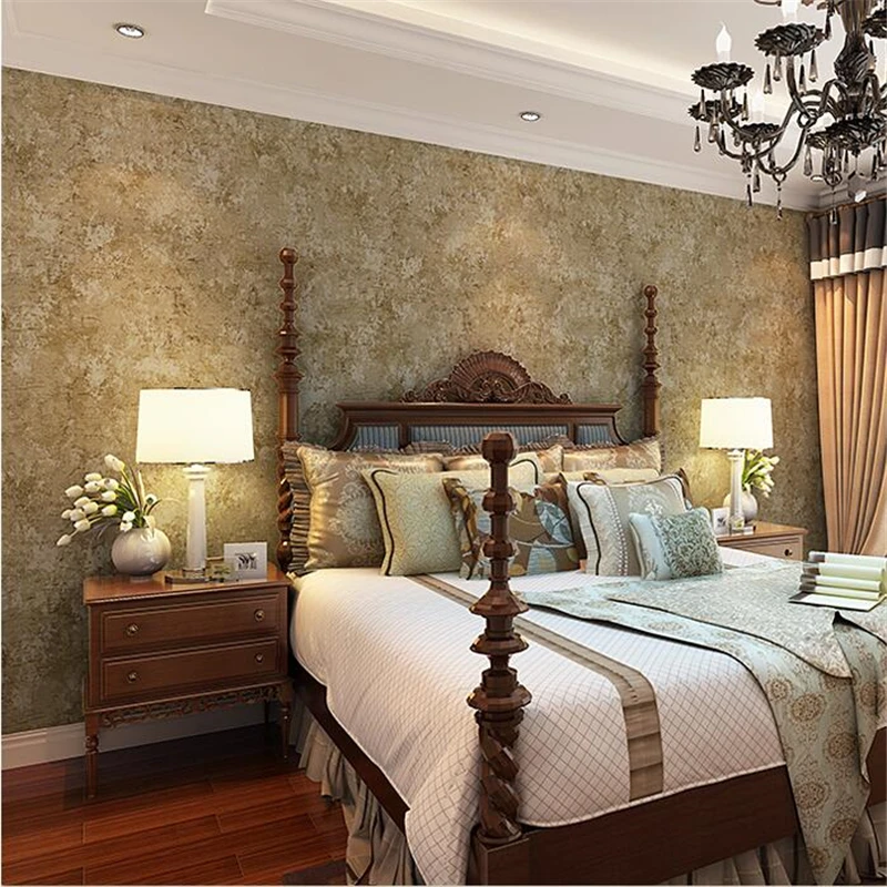 High-end papel de parede American Village วอลเปเปอร์ตกแต่งบ้าน Retro ธรรมดากระดาษห้องนอนห้องนั่งเล่นวอลล์เปเปอร์