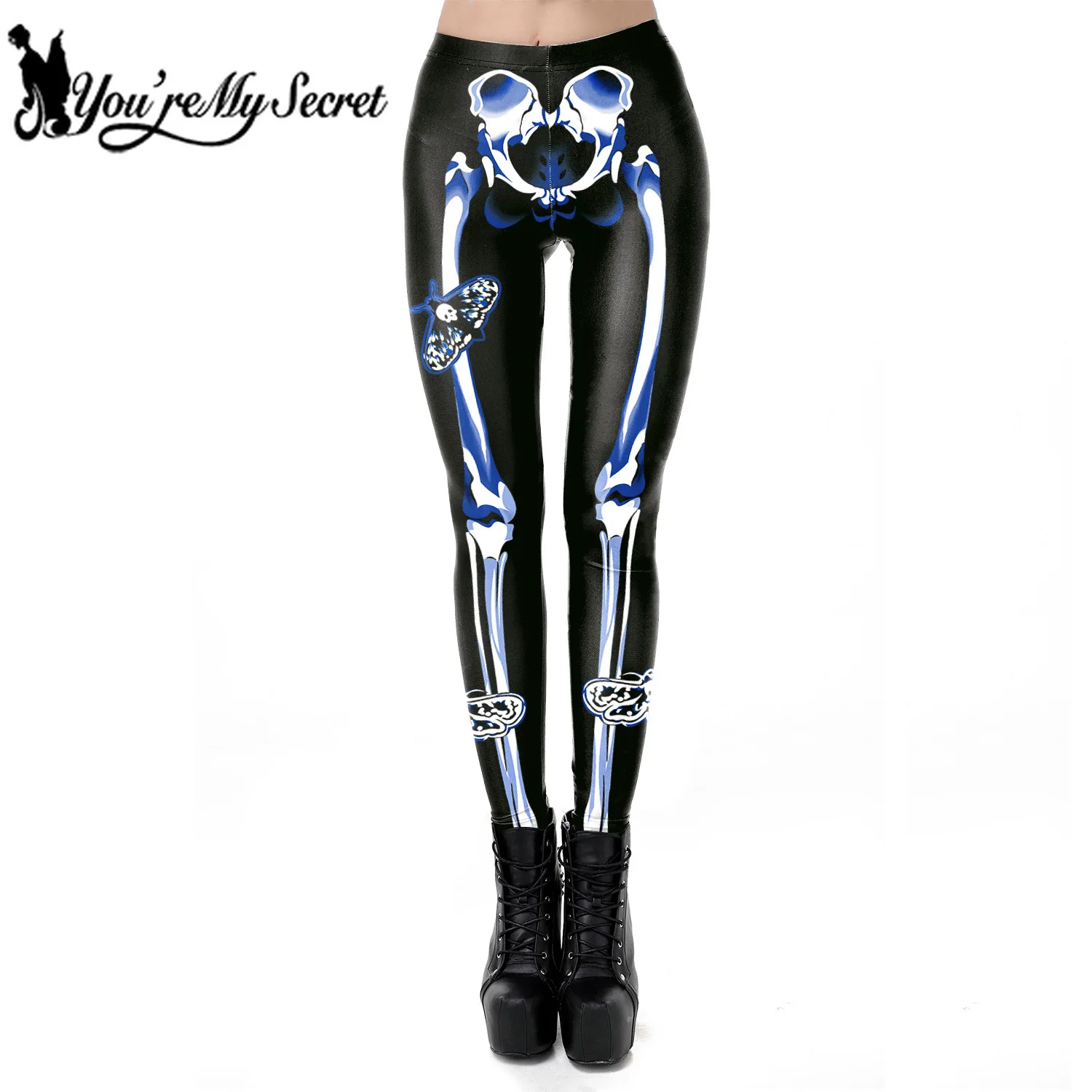 

[You're My Secret] 2021 New Halloween Clothes Women Leggings For Fitness 3D Skull Head Printed Pants Elastic PUSH UP Legging