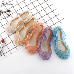 Girls Kids Summer Crystal Sandals Frozen Princess Jelly High-heeled Shoes Girl Frozen Princess Queen Dress Up Party Facny Sandal