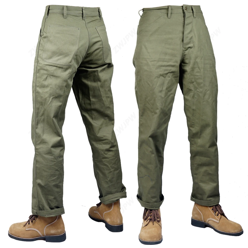 WWII US USMC GREEN HBT  PANTS  SHIRT TROUSERS OUTDOORS PANTS