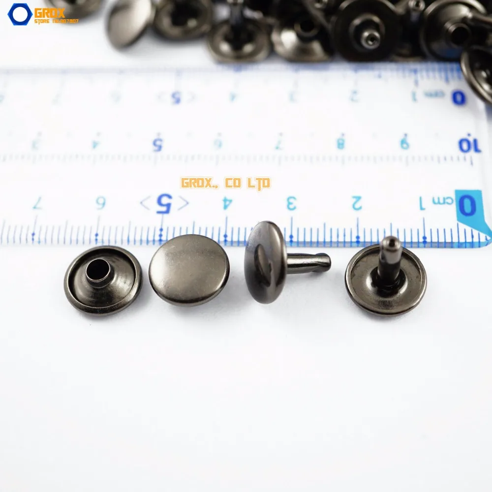 300 set 12*10mm Gunmetal Double Cap Round Rapid Rivet Punk Leathercraft Rivet