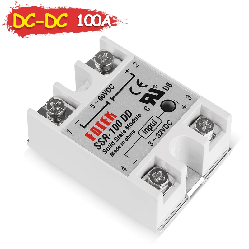 SINOTIMER SSR100A 3-32V 12V DC DO 5-60V DC Przetwornica SSR-100DD SSR 100DD 100A Moduł Przekaźnikowy Półprzewodnikowy DC-DC Jednofazowy