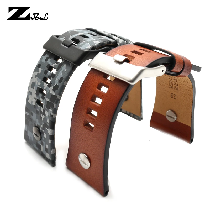 28mm bracelet leather watch strap  color watchband for diesel watches band with nail DZ7311/7314/7332/7348 wristwatches belt