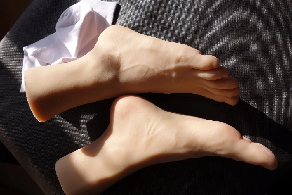 4401 Realistic One Pair Silicone Male Mannequin Foot ,Inner-Bone Inside Life Size Fake Foot Model