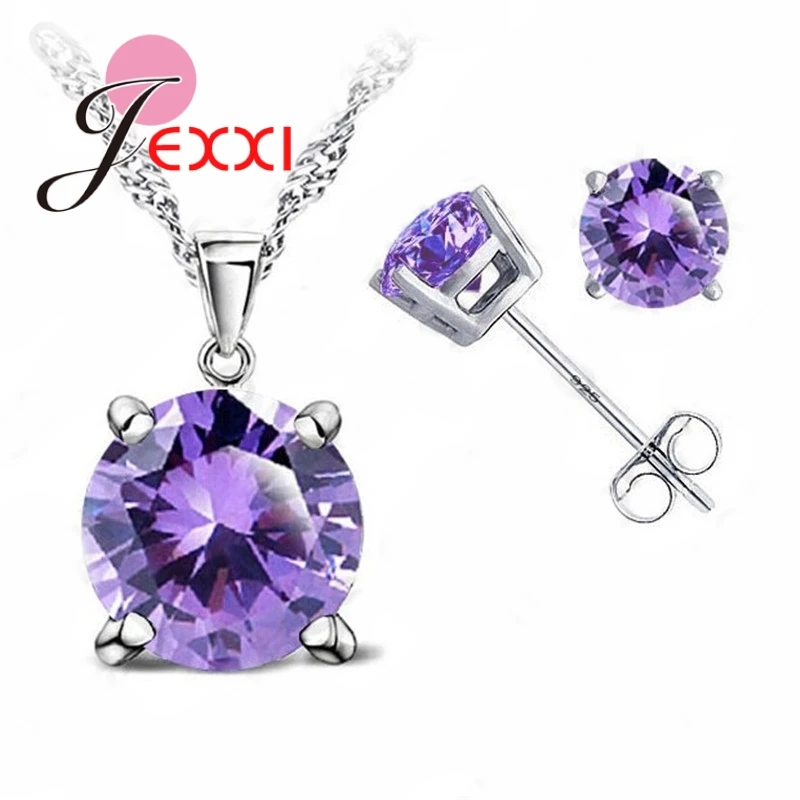 Most Popular Jewelry 4 Claws Cubic Zirconia Good Quality 925 Sterling Silver Jewelry Sets Stud Earring Pendant Necklace