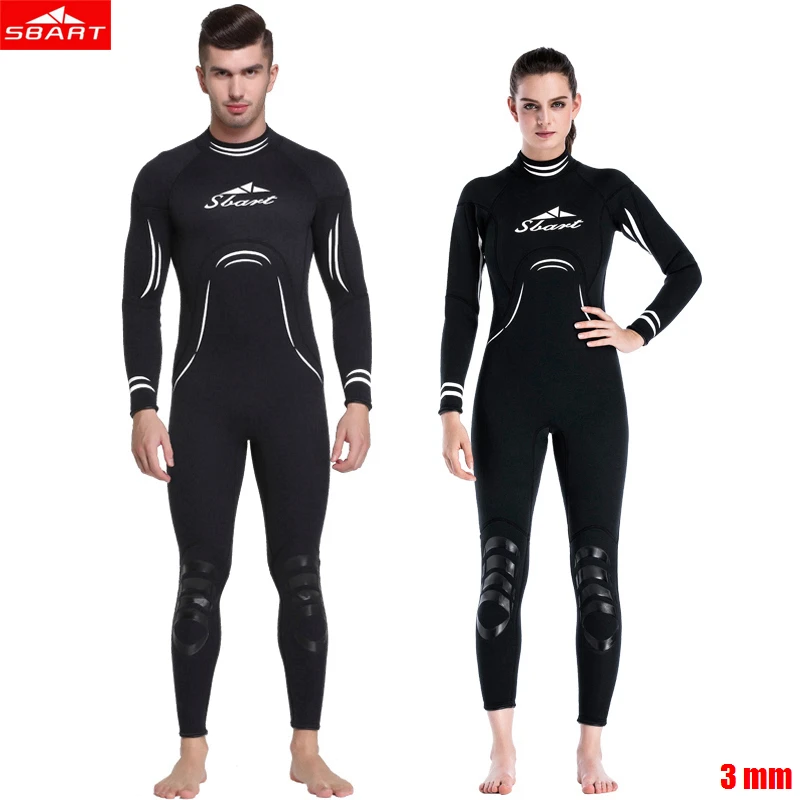 Sbart 3MM Men Women Neoprene Wetsuit Color Stitching Surf Black Diving Equipment Jellyfish Clothing Long-Sleeved Piece Fitted