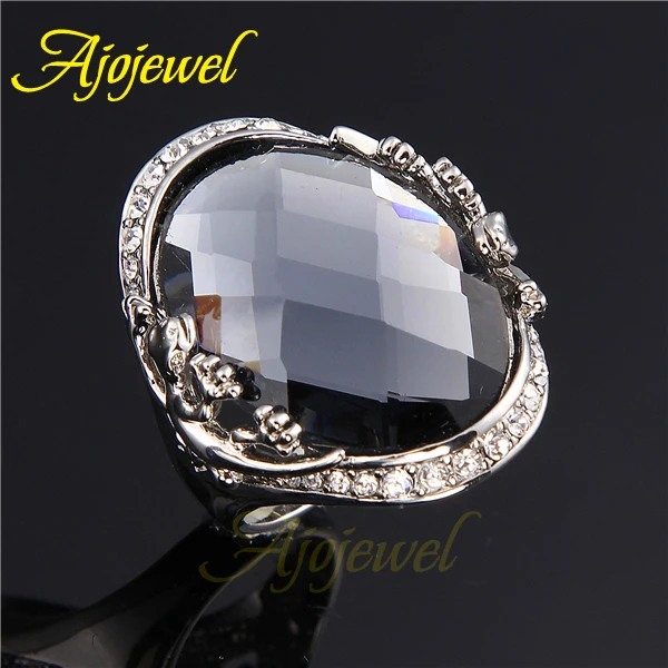 Ajojewel Big Crystal Gecko Rings For Men Women Silver-color Cool Animal Designer Jewelry Finger Bijoux