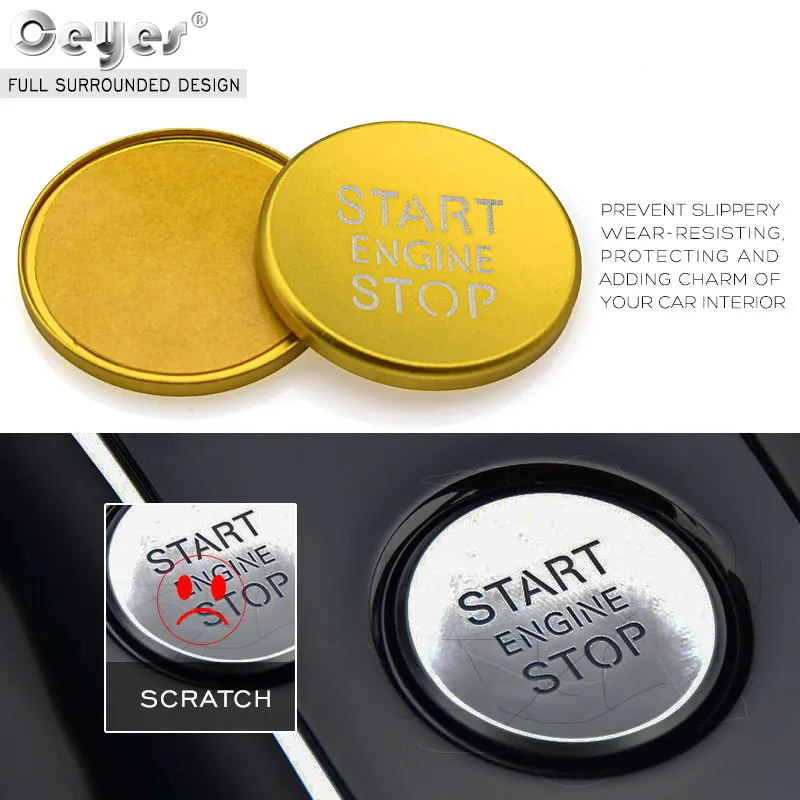 Ceyes Car Styling Sticker Accessories Ring Auto Engine Start Stop Button Cover Case For Audi A6 B8 A6L Q5 8R A4 C7 B9 A7 BT 2018