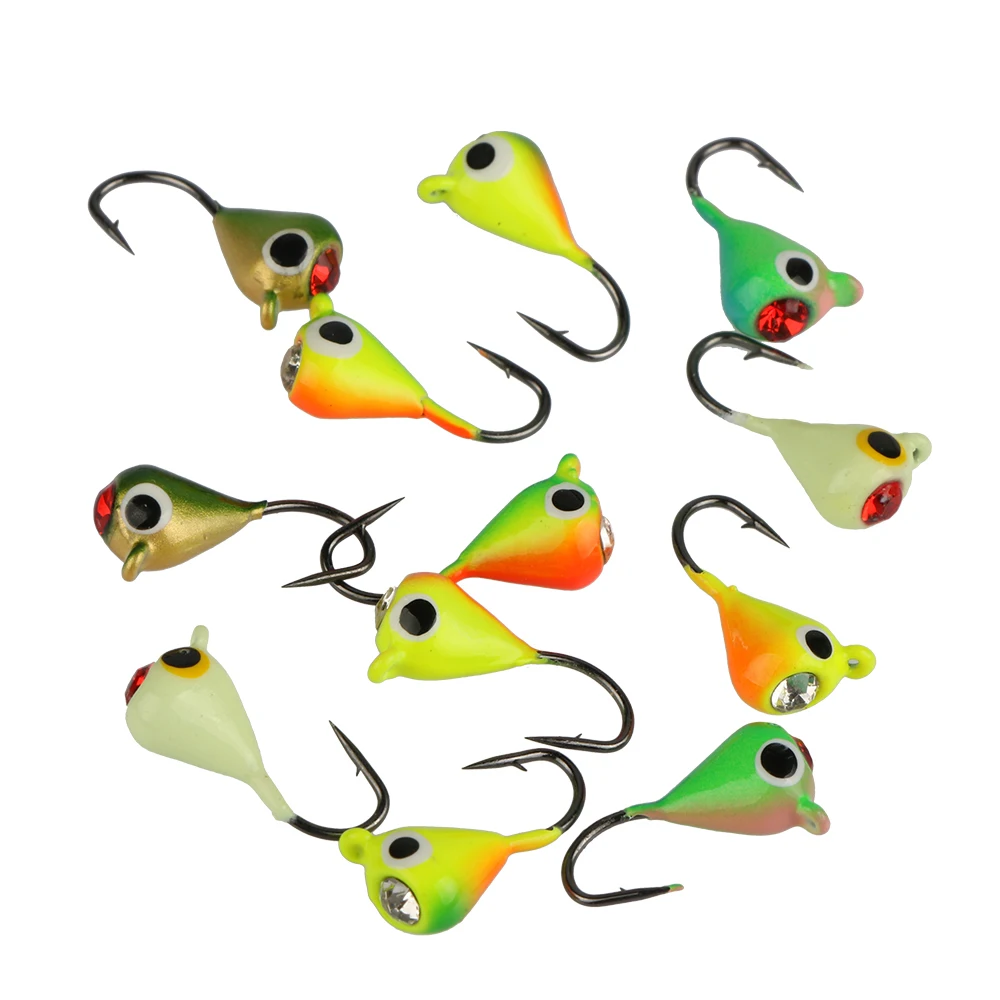 Goture 1.1g 1.5cm 12 Pieces/box Ice Fishing Bait Walleyes,Pike,Striped Bass Jig Fishing Lure