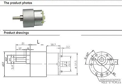 37GB-500 DC 12V 3.5/15/30/60RPM 2 Terminals Speed Reducer Electric Geared Motor DIY