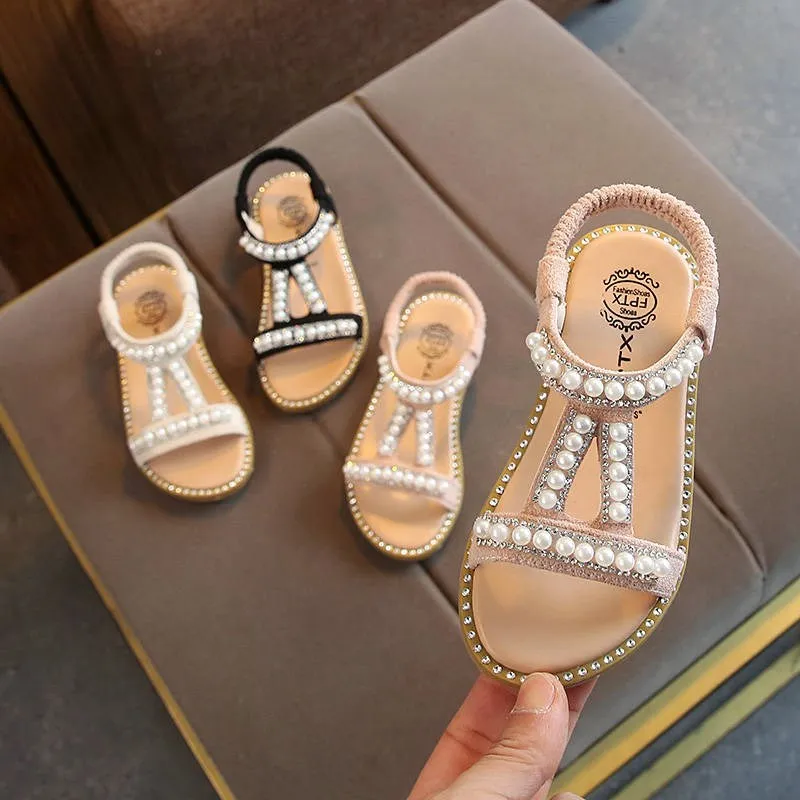 

SLYXSH Children's Sandals 2019 Summer New Kids Shoes Pearl Bow Fashion Girl Sandals Princess Baby Shoes