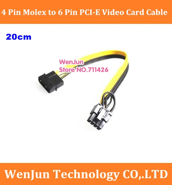 Top Sale 20CM NEW 4 Pin Molex to 8Pin(6+2) PCI-Express PCIE Video Card Power Converter Adapter Cable 10pcs~ 100pcs/lot