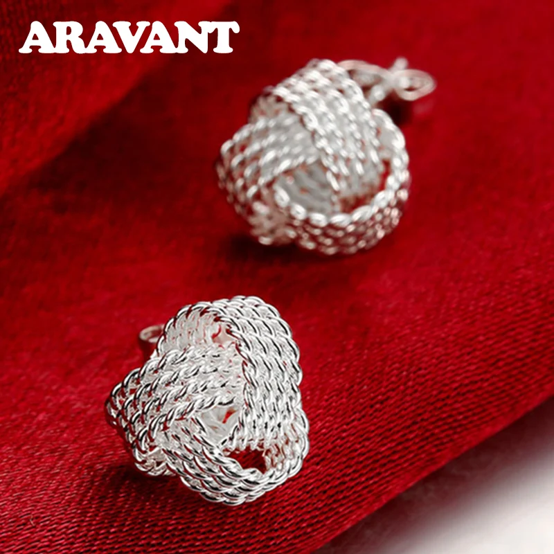 925 Silver Twisted Weave Earring For Women Fashion Jewelry