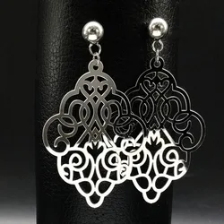 Fashion Flower Stainless Steel Earrings for Women Silver Color Stud Earrings Jewelry pendientes acero inoxidable mujer