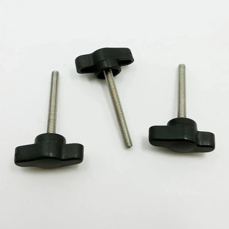 

2Pcs M6 Carbon Steel One word Plastic head Hand screws T shape Fastening Knob Adjustment handle Screw bolt 12mm-55mm L