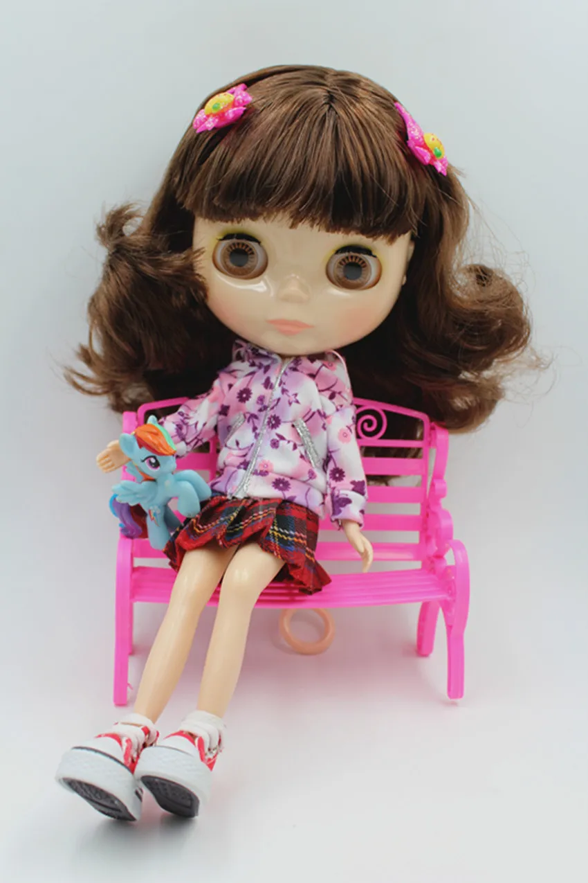 Blygirl Doll Brown fringe hair Blyth body Doll Fashion can change makeup