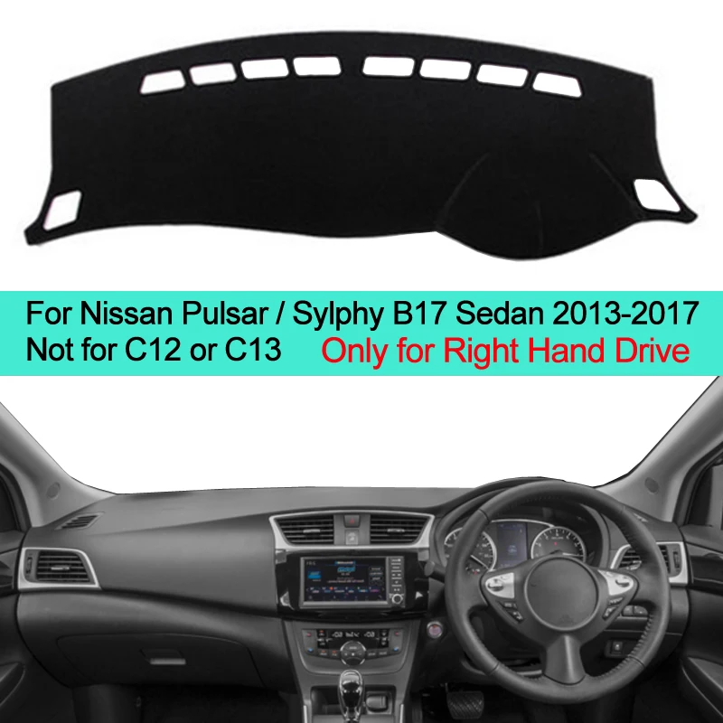 2 Layers Car Inner Dashboard Cover Dash Mat Carpet Sun Shade For Nissan Pulsar / Sylphy B17 Sedan 2013 2014 2015 2016 2017