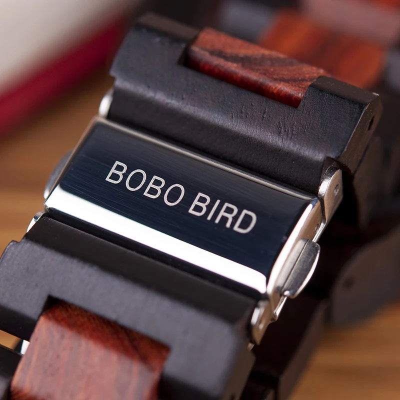 BOBO BIRD-reloj mecánico de madera para hombre, de pulsera, automático, personalizado, regalo de Navidad, J-R05