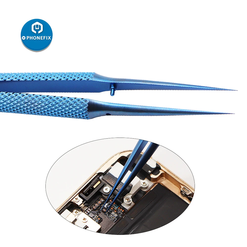 Precision Electronics Titanium Alloy Tweezers Professional Repair Fingerprint Jumper Wire Phone Motherboard Antimagnetic Forceps