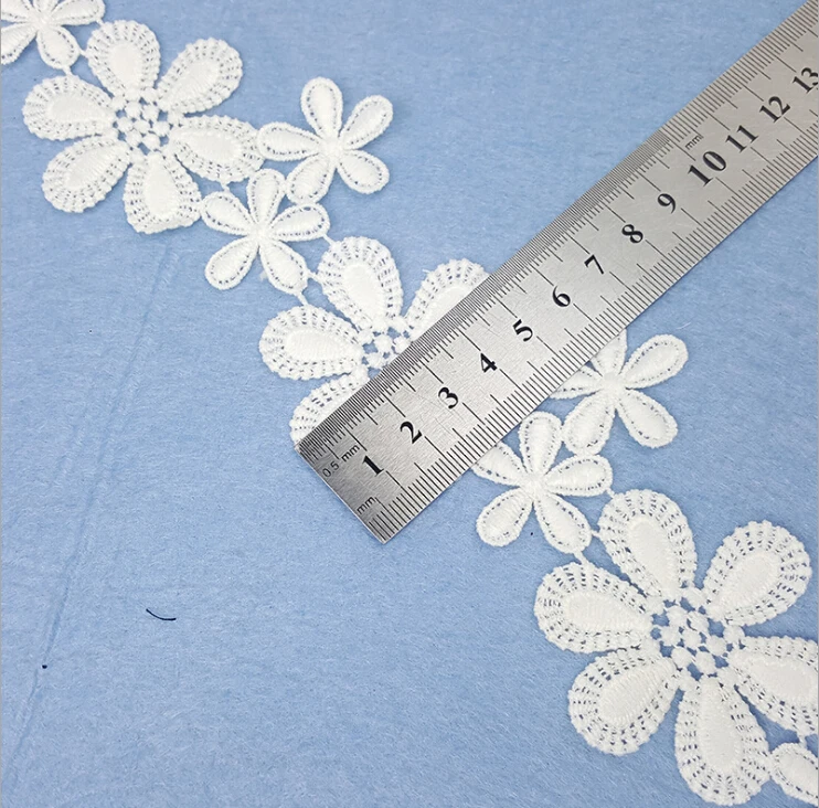 10Yards Flower Lace Trim White Lace Fabric For Wedding Dress Embroidered Applique Patch