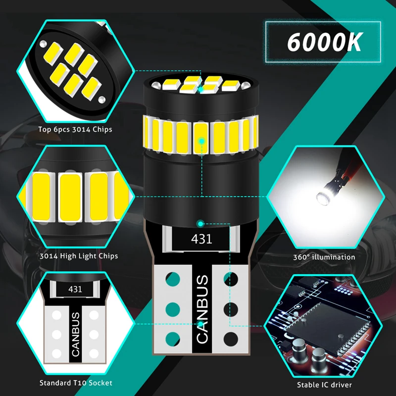 Luzes de Marcador Lateral LED, Lâmpadas Canbus, 10x T10, W5W, 168, 194, para Mercedes Benz W211, W221, W220, W163, W164, W203, C, E, SLK